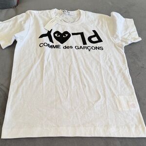 Comme des Garçons White Play Logo Tee with Tag
